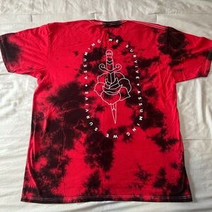 Vakate  Mens Red/Black Tie Dye Shirt Rose Dagger Graphic Size XL